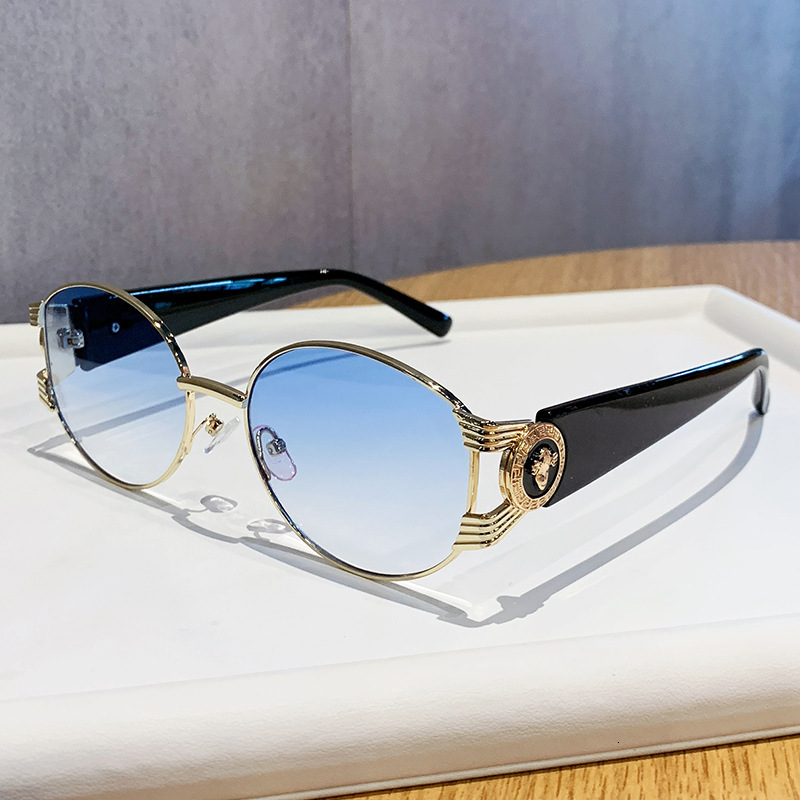 Luxury Brand Designer Sunglasses New Vintage Style European And American Cross-Border Fashion Women, High-End Trendy Metal Round-Frame Sunglasses Fo