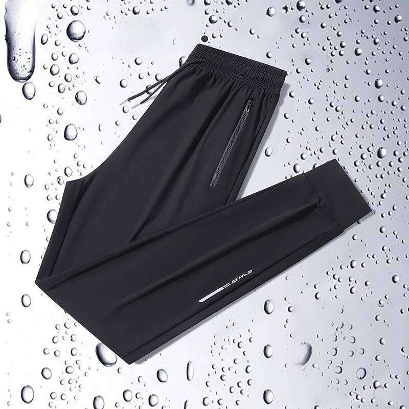 Men's Ice Silk Sport Pants, Lightweight Loose Fit Oversized Casual Quick-Dry Running Trousers with High Elasticity Training Pant W260624