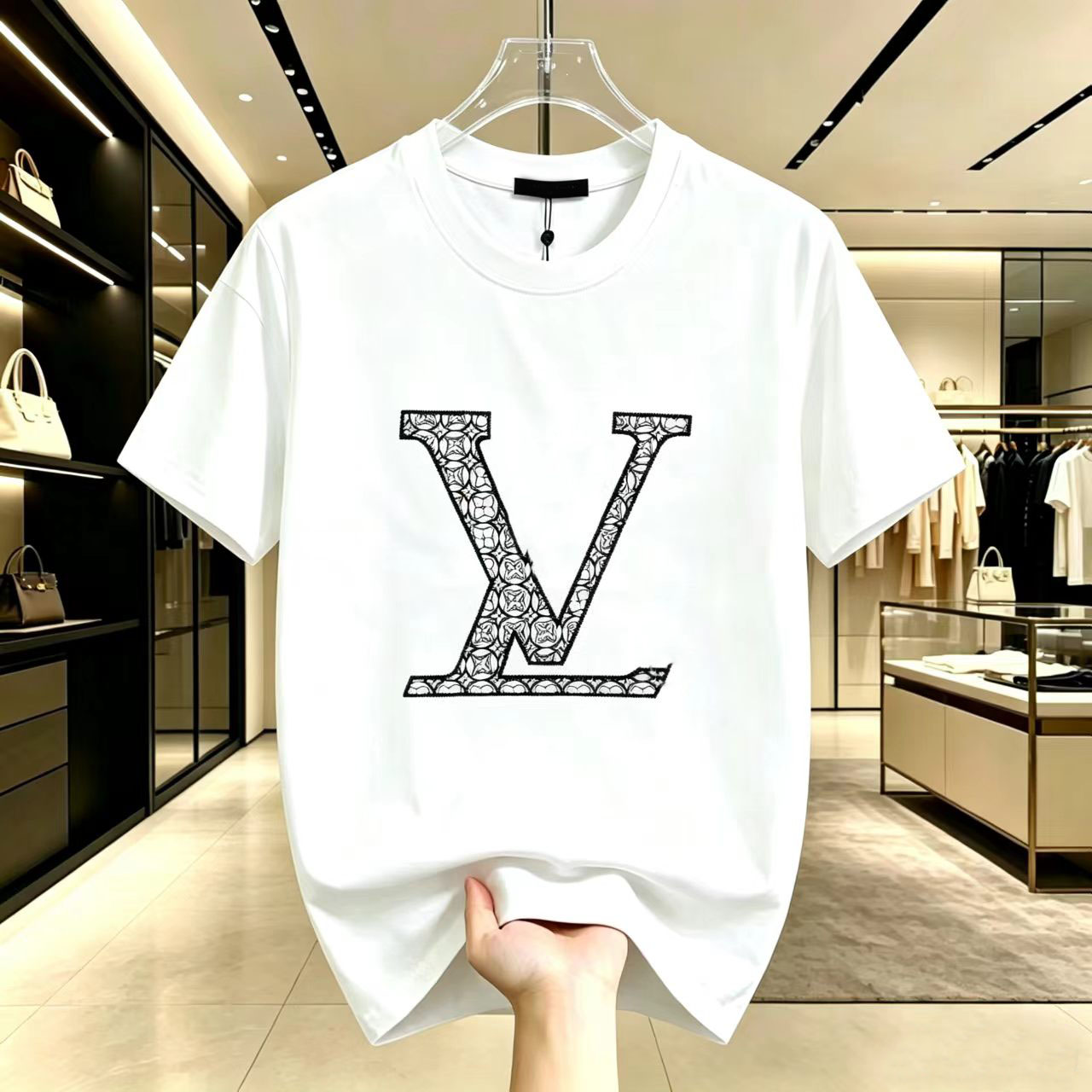 New casual trend short sleeved fashionable high end versatile summer men's and women's design T shirt top