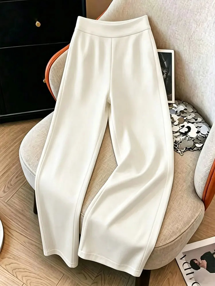 Solid Color Loose Straight Leg Pants For Womens Elastic Waistband Casual Wide Trousers Summer Streetwear Daily Bottoms 260623