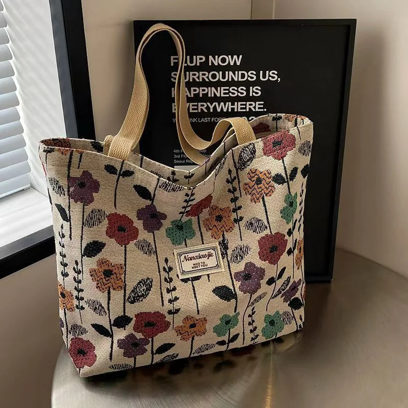 Womens Large Capacity Canvas Shoulder Bag Ins Style Minimalist Tote for School Daily Commute 260623