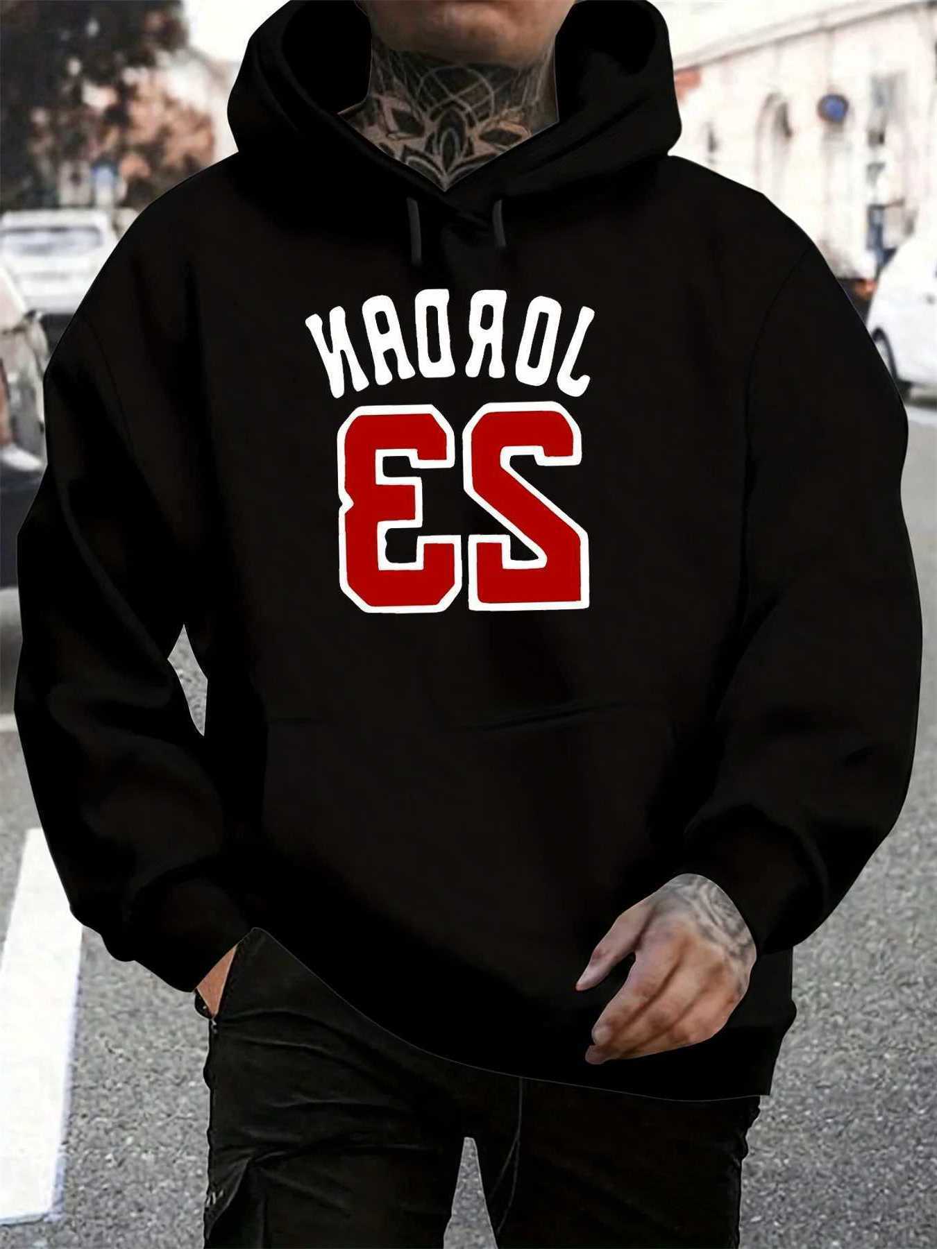 Autumn/Winter Mens Casual Fashion Loose Hoodie JORDAN 23 Letter Pattern Printed Long Slve Warm Hoodie L26623