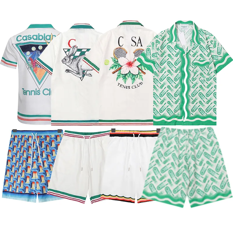 mens Casual shirt and shorts Set Designer Button womens Summer Beach Men Luxury Fashion chemise