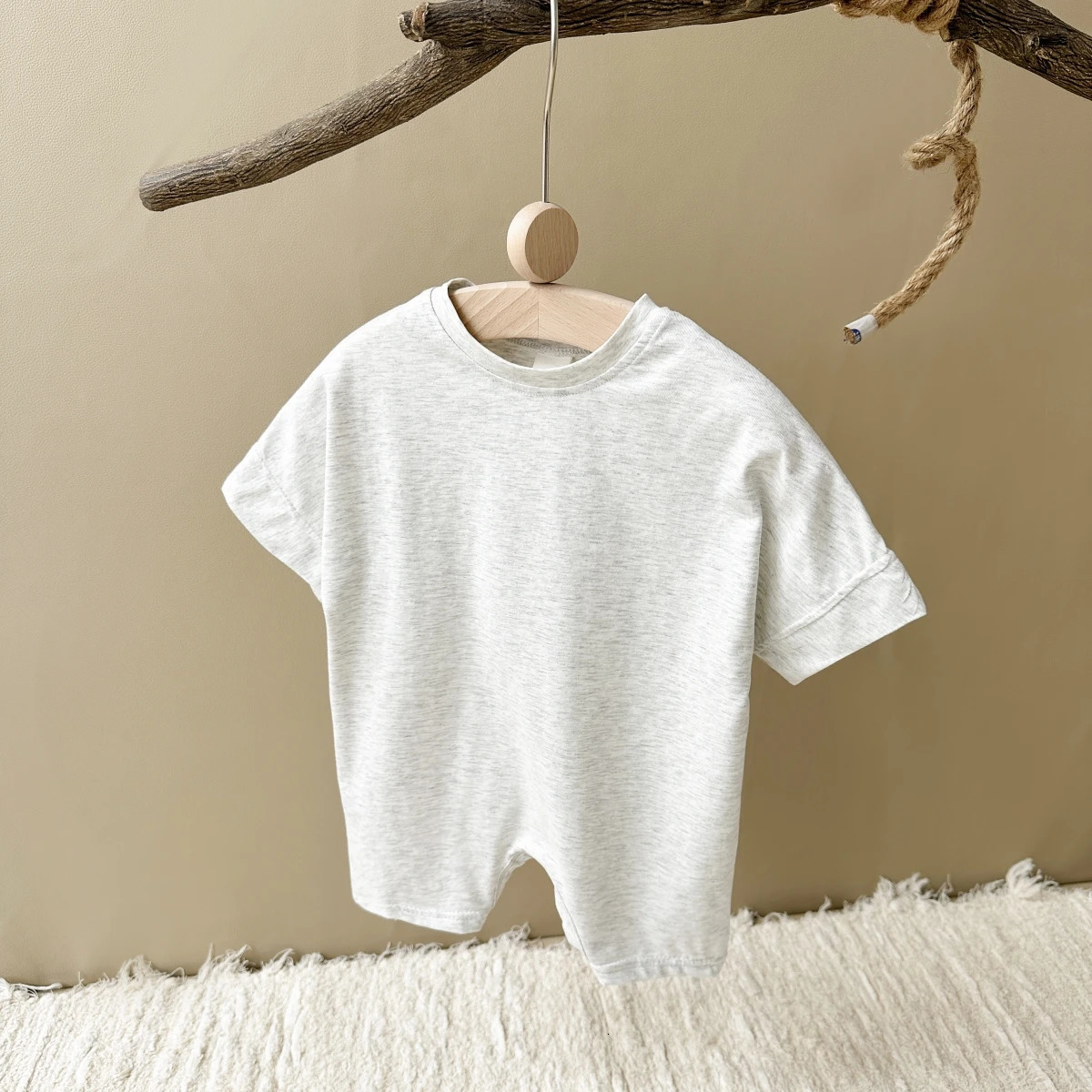 Summer Fashion Jumpsuit Baby Boys and Girls born Solid Color Short Sleeve Childrens Shorts 260623