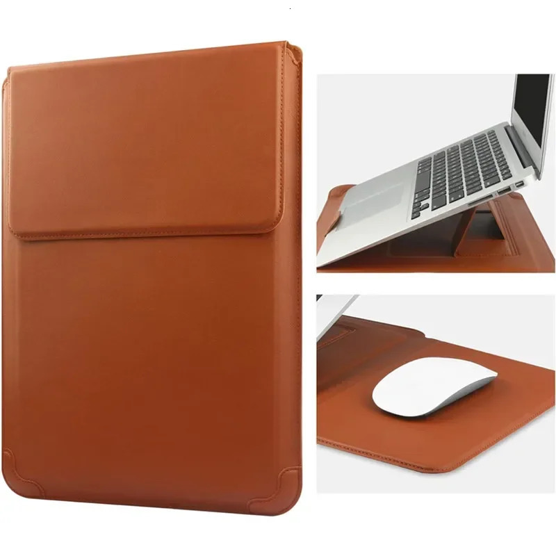 Portable Leather Laptop Sleeve Case Bag for Macbook Air 12 13 14 15 16 Inch M5 M4 M3 M2 Chip Mac Adjustable Stand Cover 260623