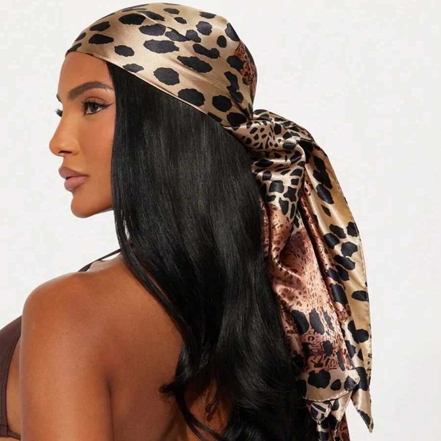 9090cm Leopard Printed Square Scarf Women s Scarf Fashion Dot Headband Matte Satin Silk Hair Band Handkerchief 260624