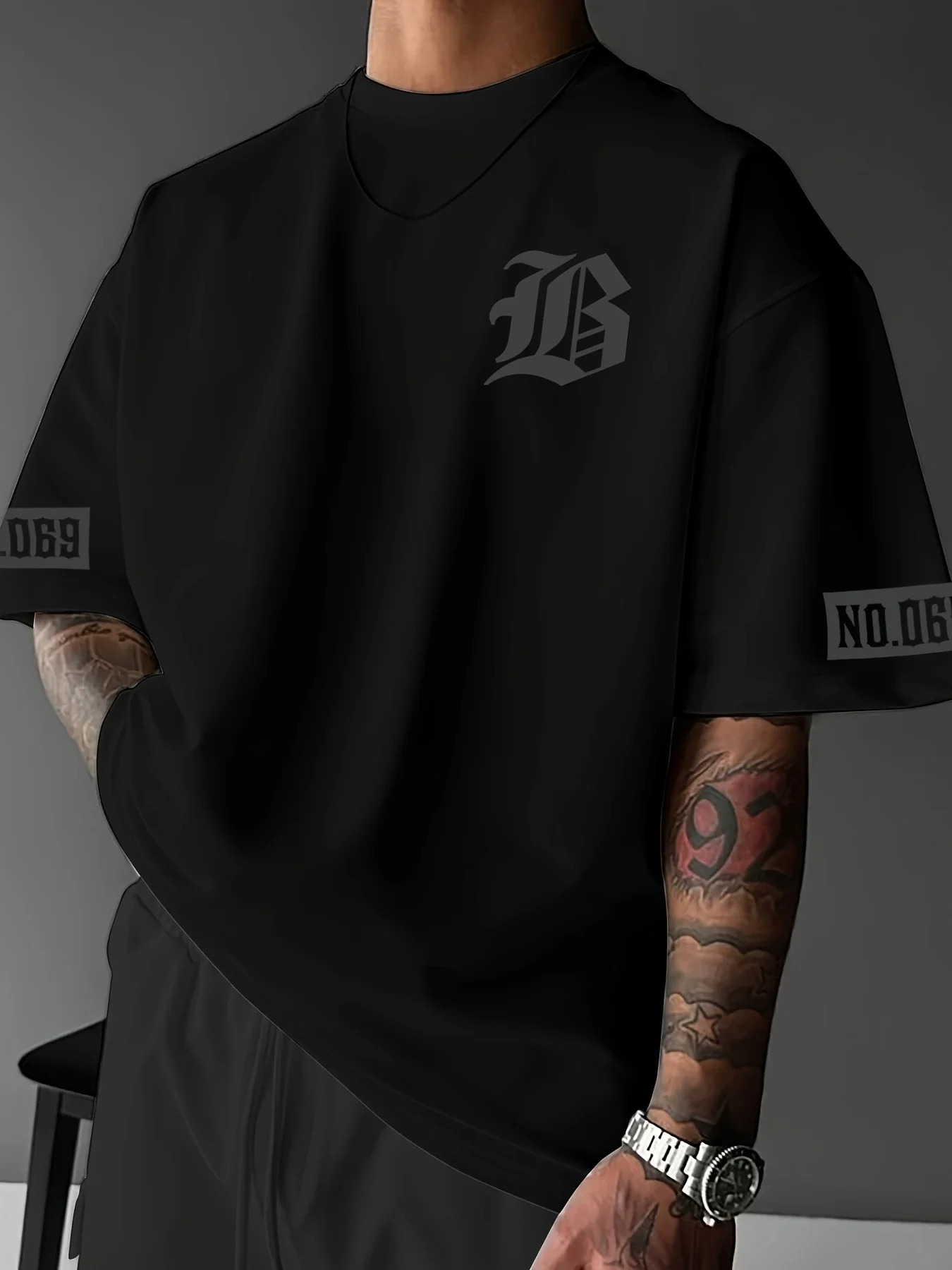 2026 Summer Mens T-shirt with Letter Print Breathable Lightweight Casual Fashionable Outdoor Style 260622