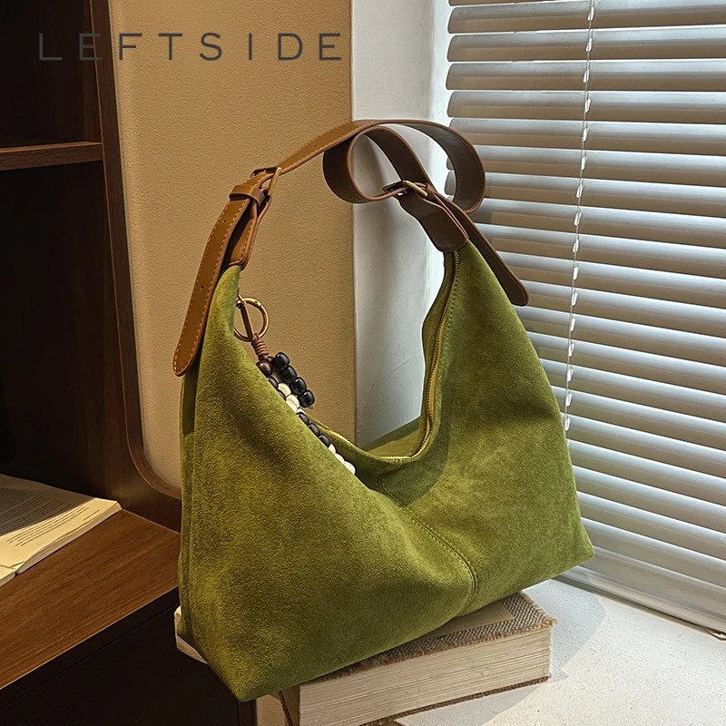 LEFTSIDE Winter Small Suede Crossbody Bag Handbags and Purses Womens Hobo Bag Trend Solid Color Shoulder Bags 260617