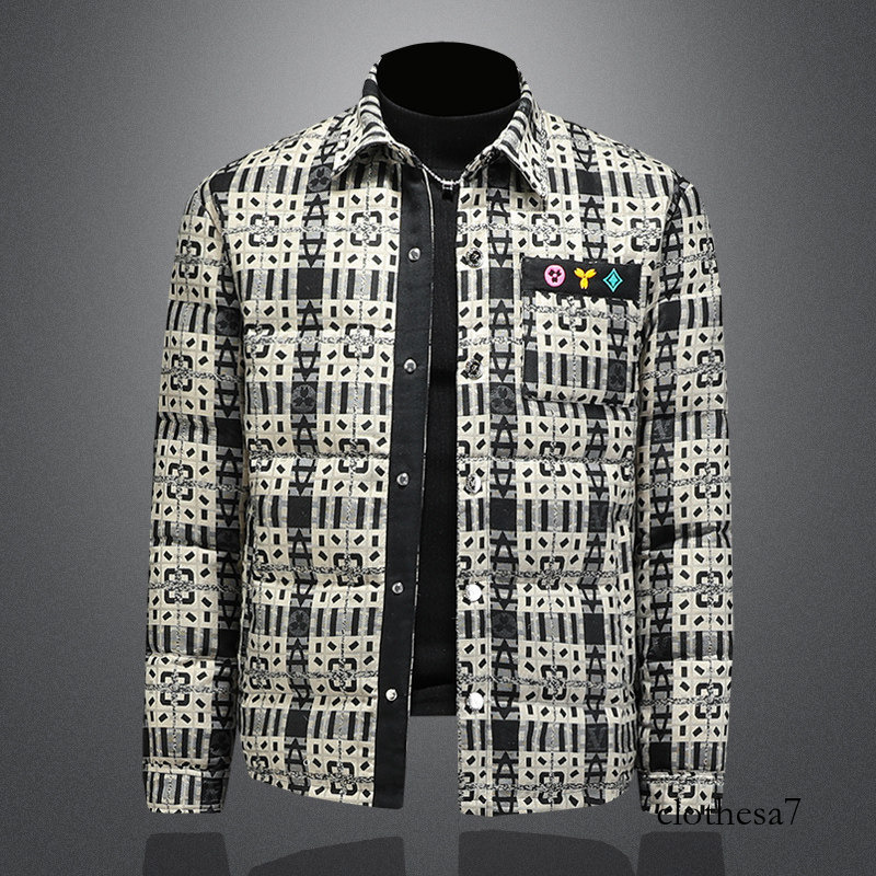 2025 Fall/Winter Men's 90% Collared Down Jacket, Qiantang 6006-5112-P320, Hollow Pattern Design