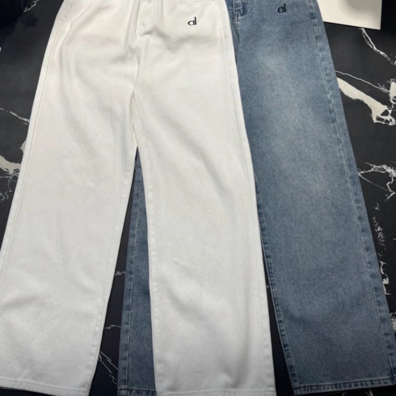 Letter embroidery patchwork jeans designer luxury Womens high-waisted pants Straight-leg loose wide-leg pants Fashion trend jeans