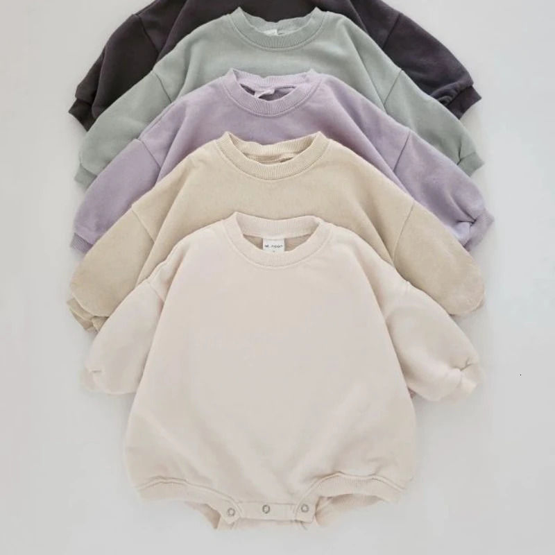 Spring and Autumn born Round Neck Sweatshirt Boys Girls Jumpsuit Clothing Solid Color Baby Crawling Clothes 260623