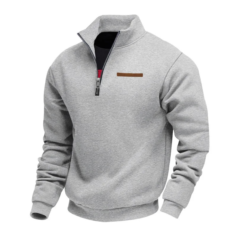 American autumn and winter heavy fleece long-sleeved mens sweater half zipper loose stand-up collar pullover mens sweater 260624