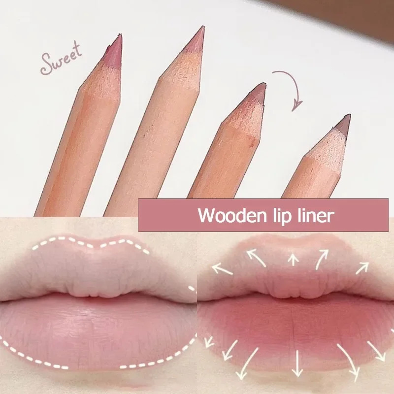 Rose Pink Lip Liner Matte Long Lasting Natural Lipliner Pencil Wooden Pole Nude Brown Lip Liner Lipstick Lips Contour Makeup 260624