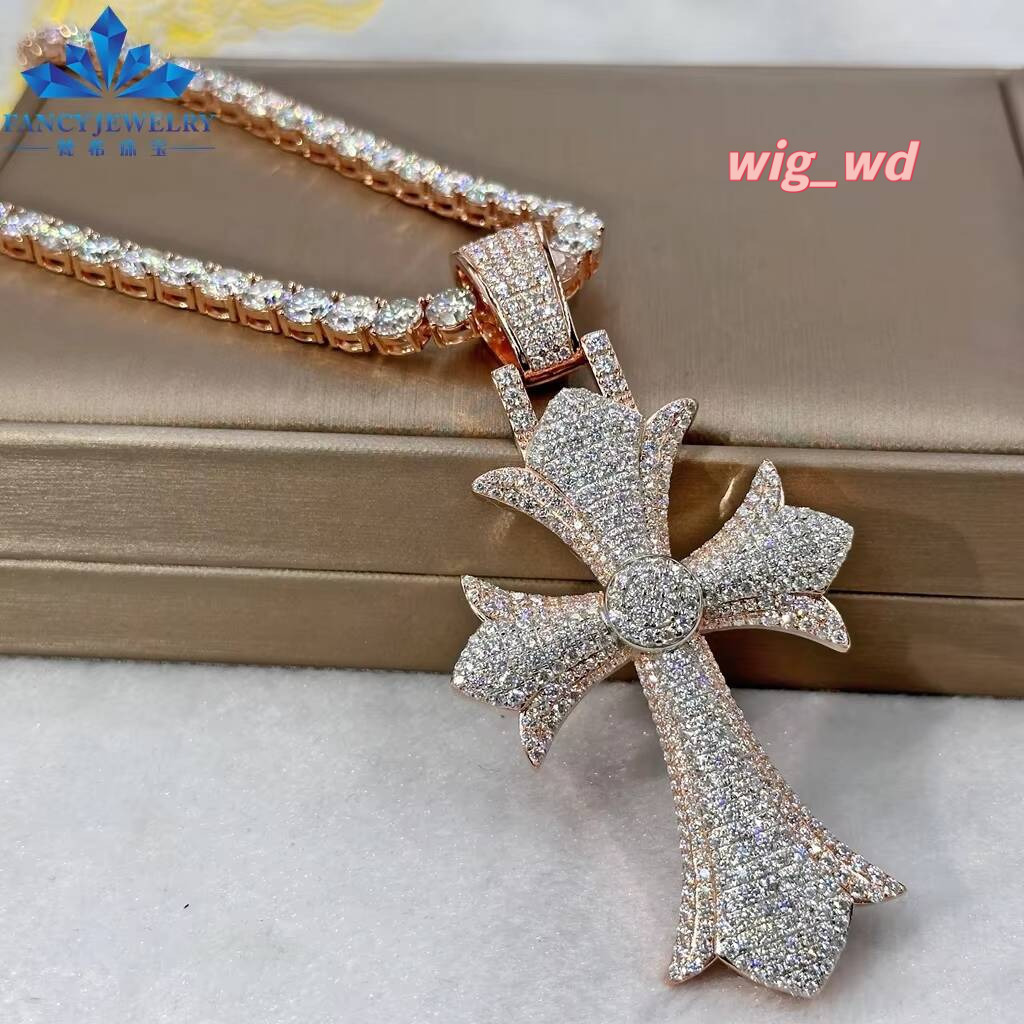 Iced Out Cross Collection Hip Hop 925 Sterling Silver Arrow Rock Pass Diamond Tester Moissanite Charms Pendant