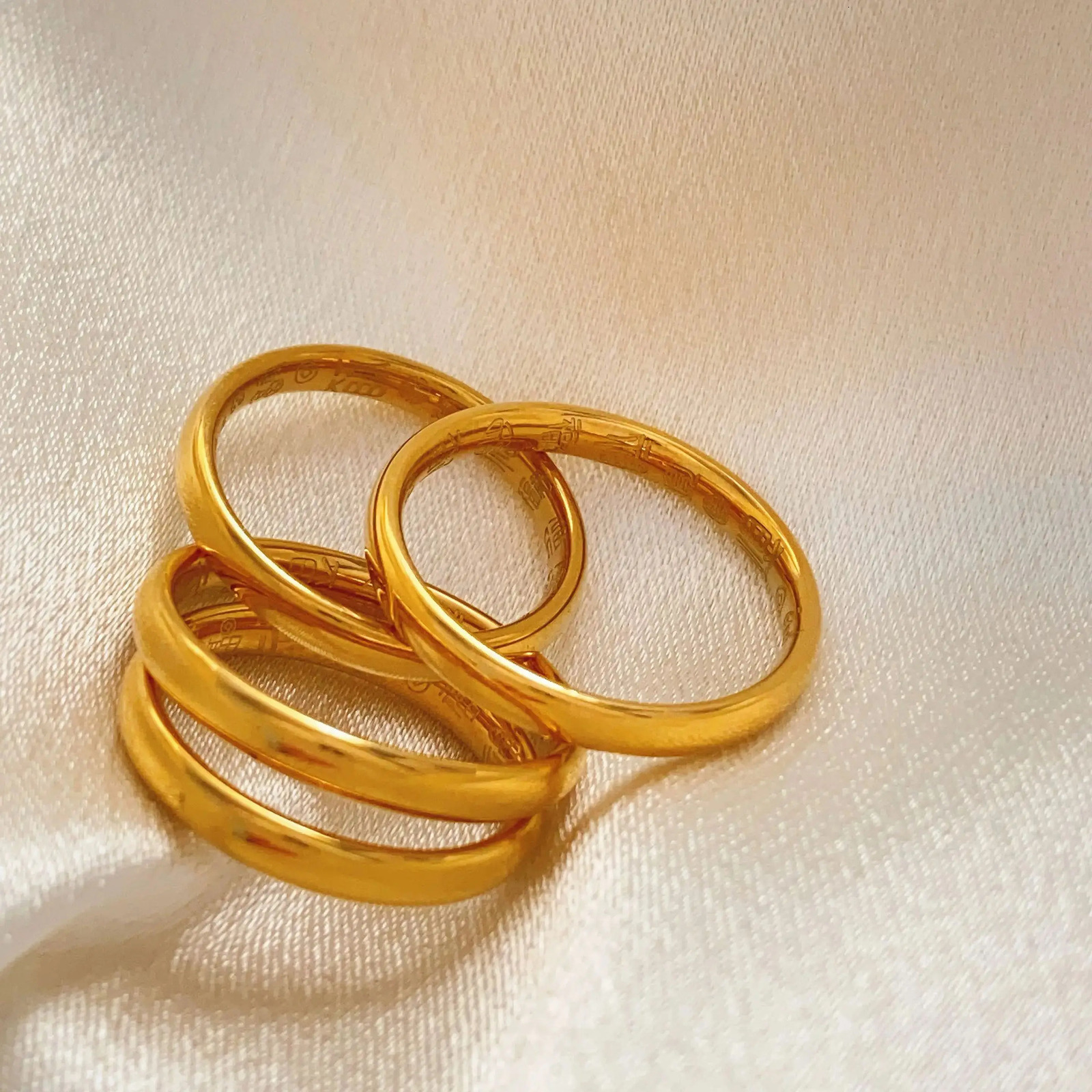 Minimalist Simple Gold Plated Stainless Steel Stackable Rings for Women Skinny Basic Round Circle Women Ring 260623