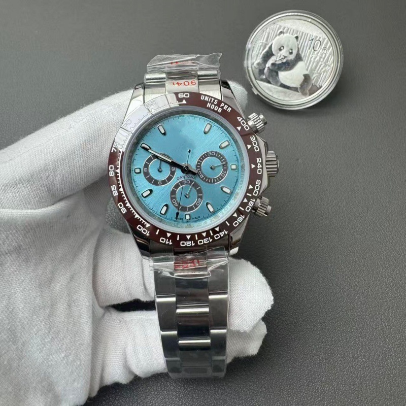 Designer luxury wristwatch Source Panda Eye Men's Mechanical Watch Yacht Luminous Three-Eye Six-Hand superclonewatch clean High-quality busines