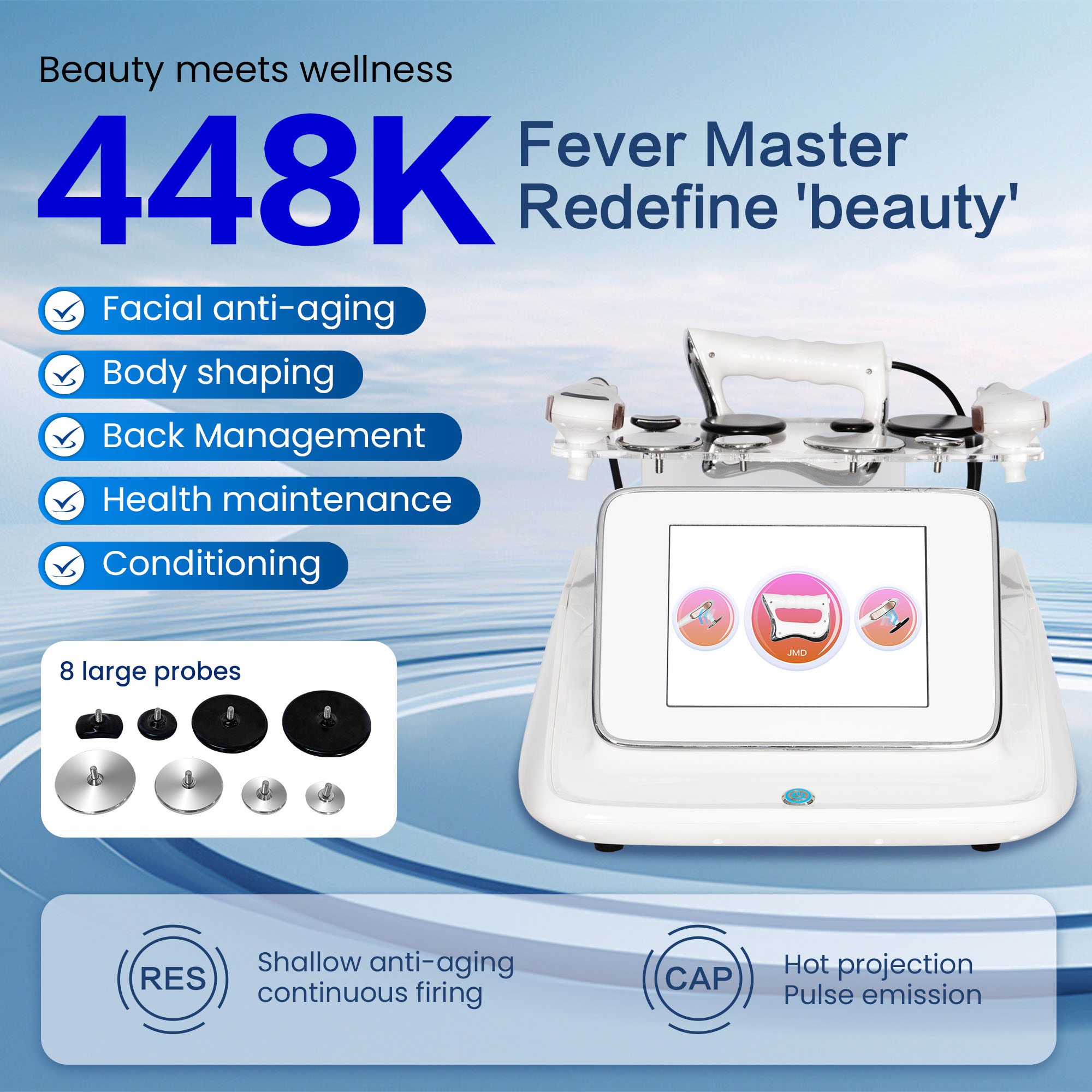 448K RF Diathermy Beauty Instrument 3 Probes Negative Plate Body Slimming Facial Lifting Skin Rejuvenation Salon Equipment Hot Projection-image-1111962521