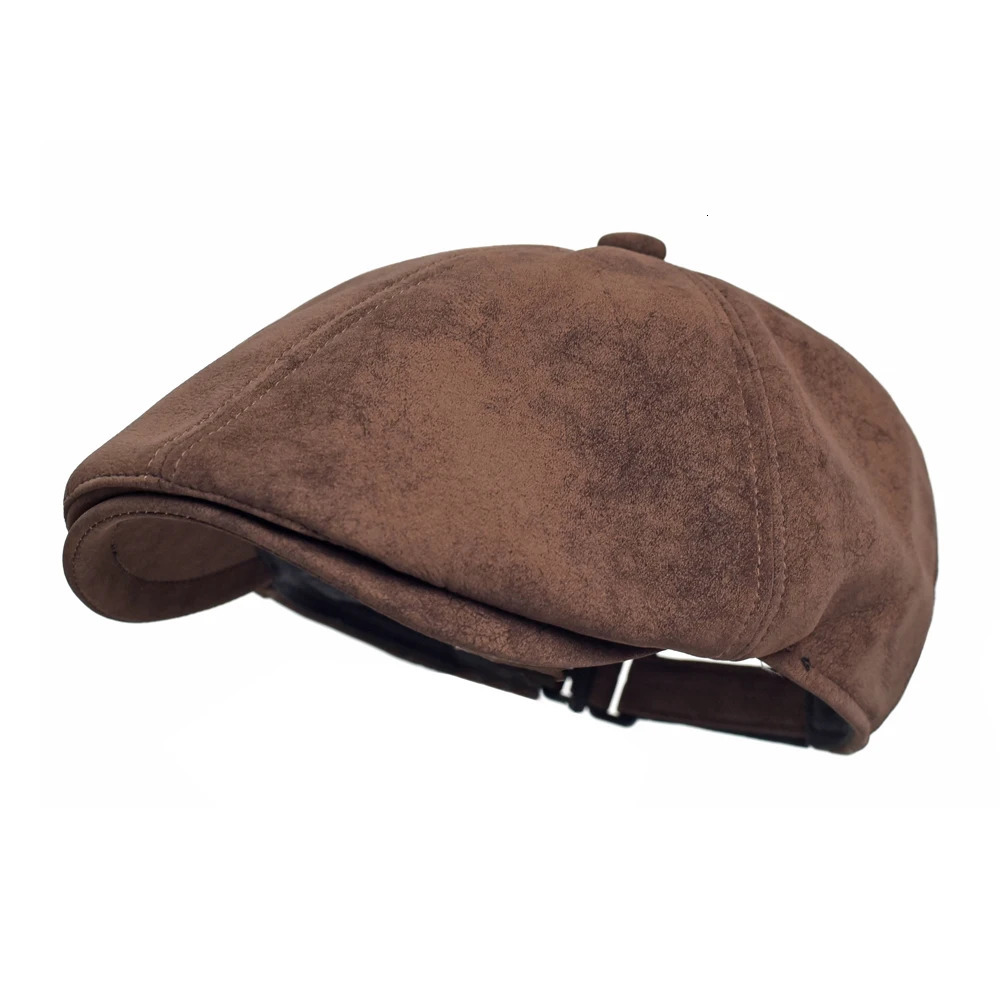 Autumn Winter Faux Leather Cap sboy Cap Hat Men Women Casual Beret Solid Cap PU Leather Flat Caps Vintage 260624