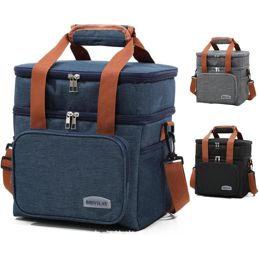 Insulated Lunch Box for Men Women Collapsible Leakproof Double Cooler Bag Large Capacity Travel Camping Bags Work 260624