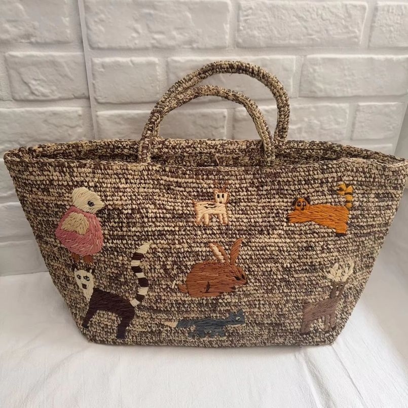 Handmade Raffia Tote Bag with Embroidery Ladies y Shoulder Crochet Woven Bags Straw Women Handbags 260623