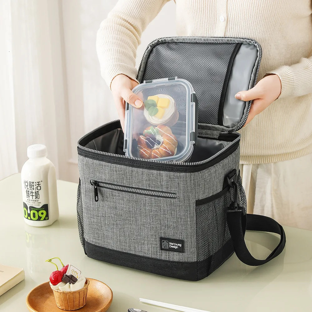 Large Capacity Insulated Lunch Bag Thermal Cooler for Work Picnic Leakproof Bento Box with Adjustable Strap Keep Food Fresh 260624
