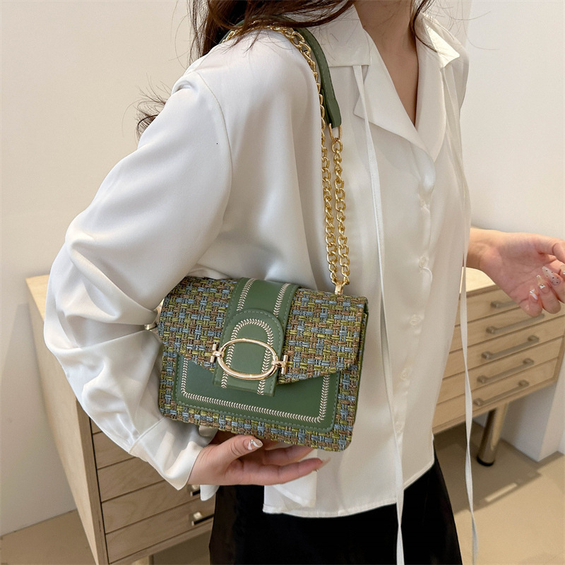Women's Summer Versatile New Korean Style Casual Elegant Patchwork Chain Shoulder Crossbody Fashion Small Square Bag