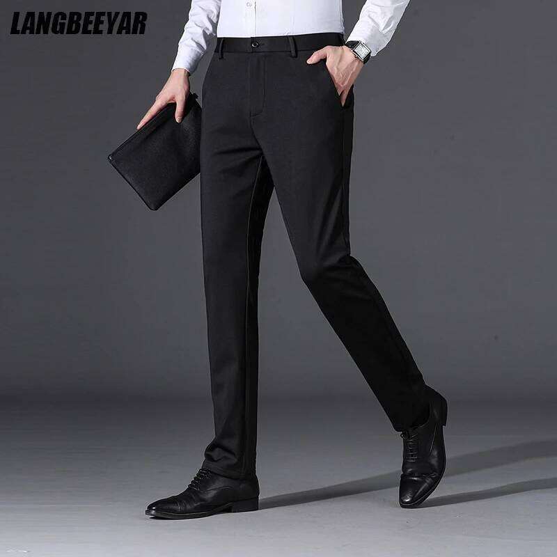 Top Grade Non-ironing New Brand Casual Korean Fashion Relax Fit Long Dress Pants Straight Business Trousers Mens Clothing 2025 W260624