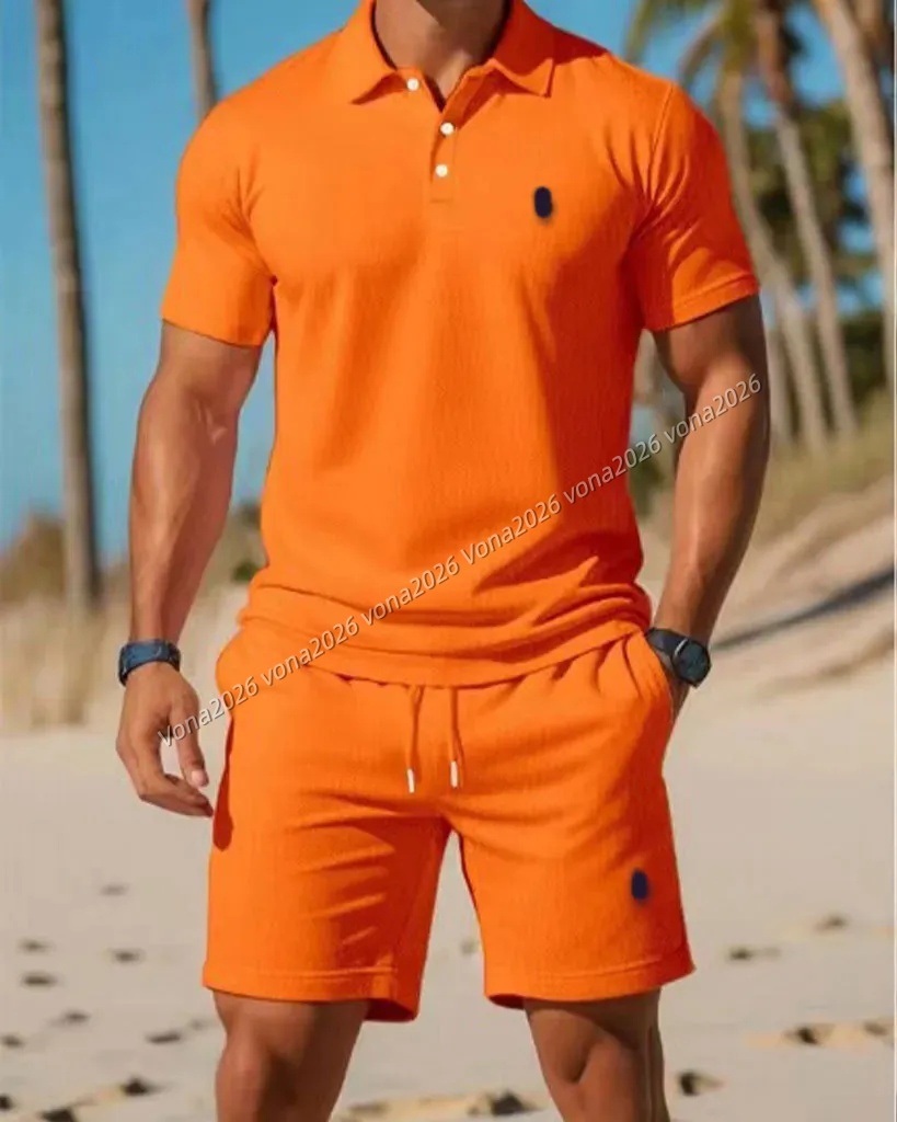 Men's Tracksuits 2026 Designer Polo Men's Embroidered Two-Piece Set - Summer High-Quality Versatile Trendy Shirt & Shorts Casual Outfit s-