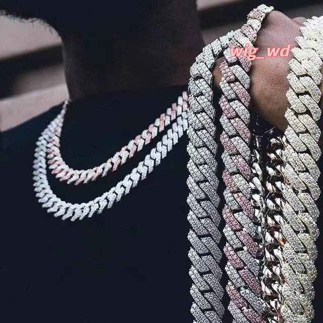 Excellent Quality Mens 14Mm 925 Sterling Silver Cuban Style Rapper 18K Gold Plated Moissanite Diamond Fashion Body Chain