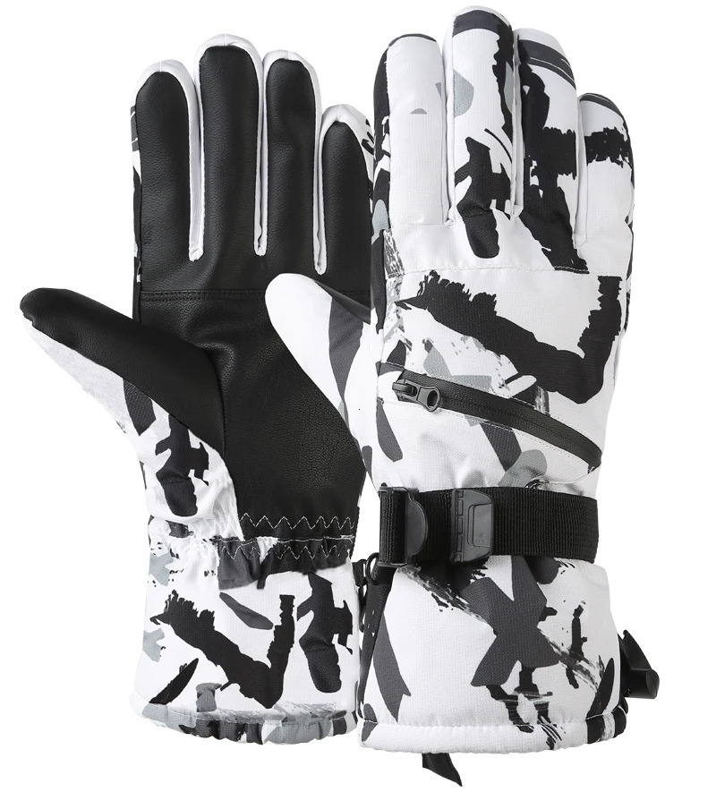 Winter Snowboard Ski Gloves PU Leather Non-slip Touch Screen Waterproof Motorcycle Cycling Fleece Warm Snow Gloves Unisex 260623