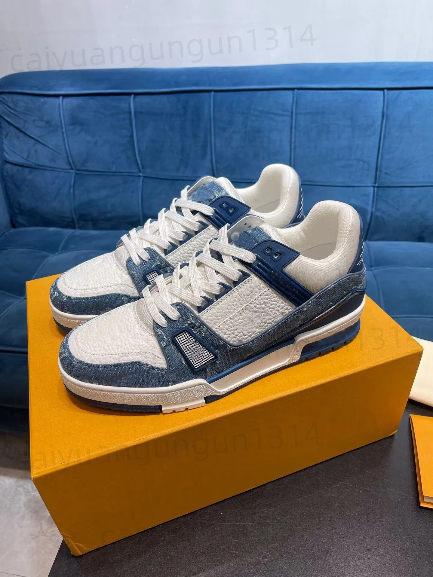 2026 Designer flat trainer casual shoes denim luxury brand leather abloh white green red blue letter overlays fashion platform mens womens low sneak