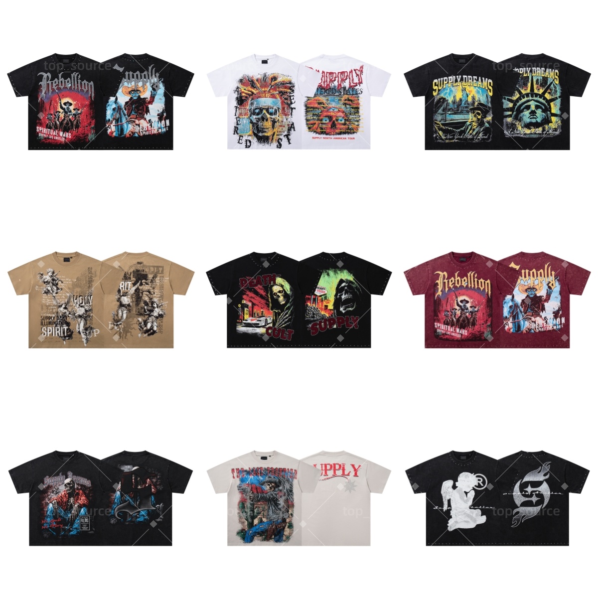 SUPPLYShirt mens t shirt Vintage Tops Y2k Clothes Oversized T Shirt Designer Streetwear Gothic Graphic Cropped Man Shorts Sleeve Tee designer shirts