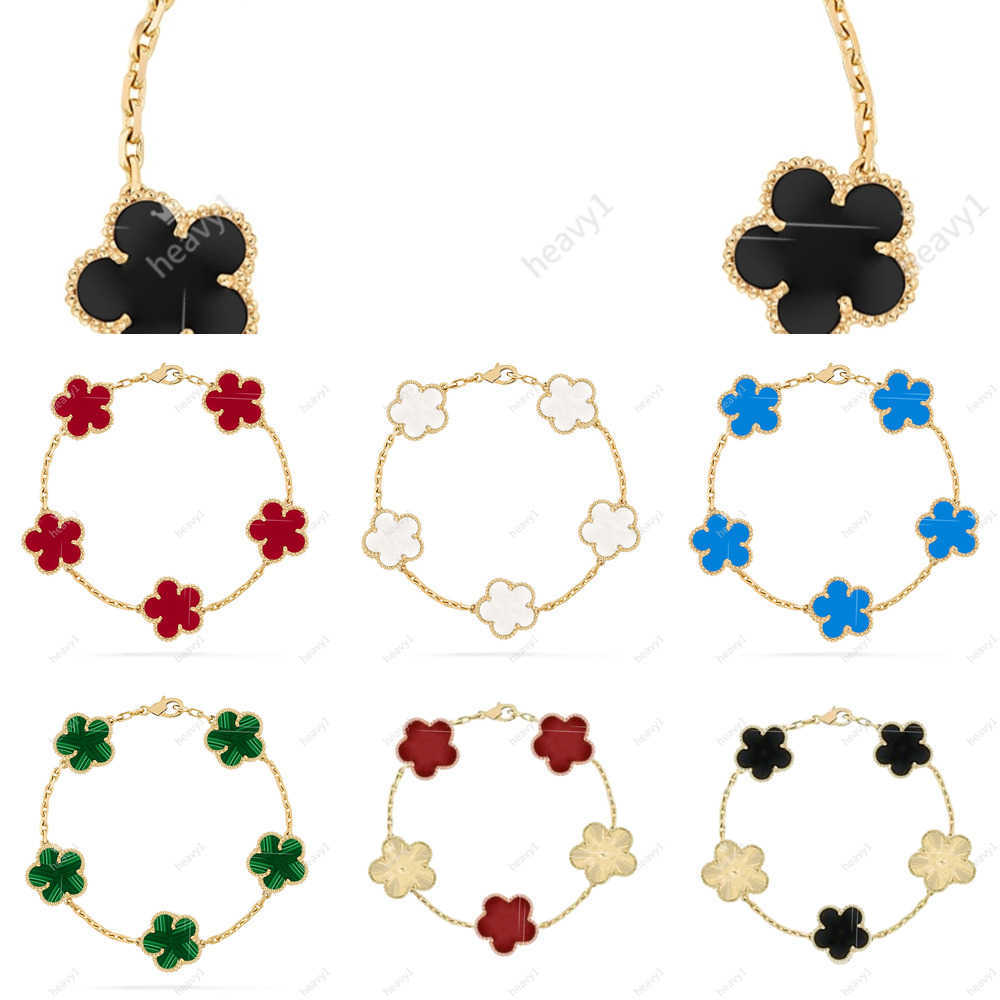 18K Gold Designer Plated Classic Fashion Charm Bracelet Four-leaf Clover Designers Jewelry Elegant Mother-of-Pearl Bracelets For Women and Men Top H
