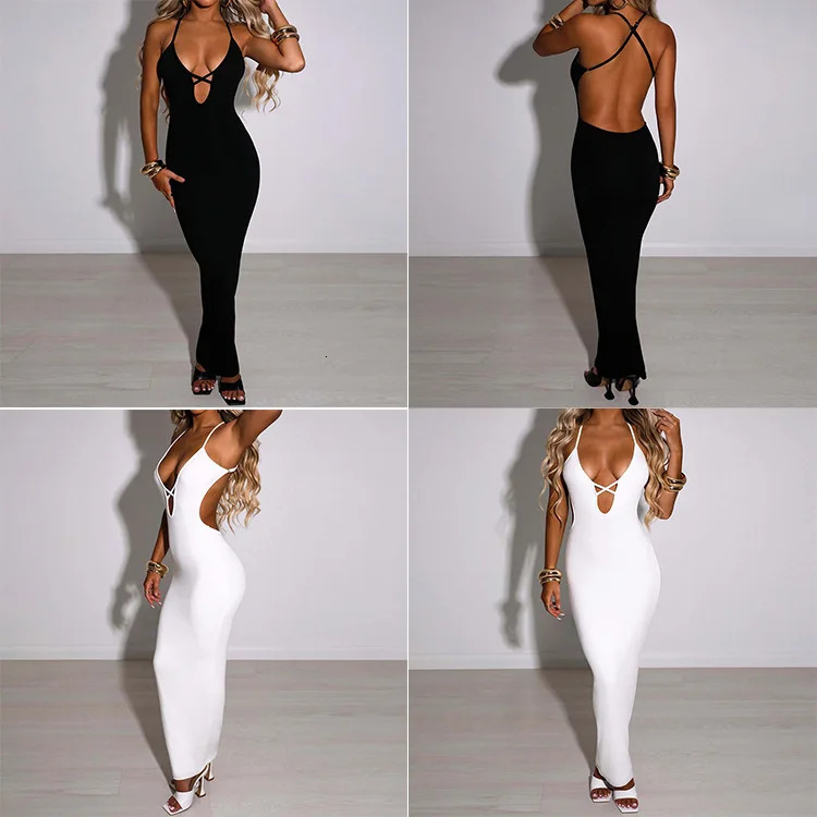 Y2K crossborder European and American womens summer bandage sexy Hip Wrap Dress Black 260623