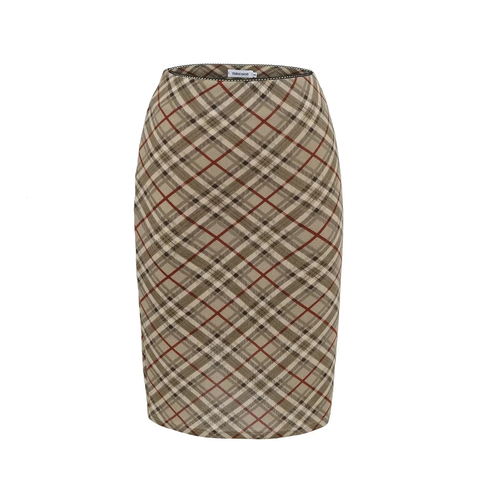 Womens A Line Skirt Womens Retro Coffee Plaid High Waist Elegant Sophisticated Short Bottom For Women Daily Brunch Office Weekend Outfits