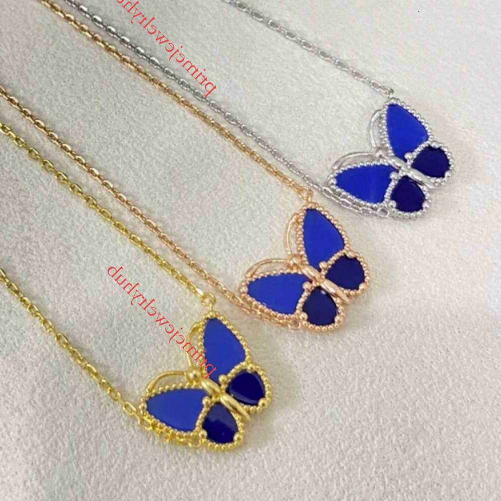 Cleef Vannes Jewerly Designer 202636 Fashionable Blue Butterfly Pendant Clavicle Chain Necklace Accessory For Women Sc367 D260624