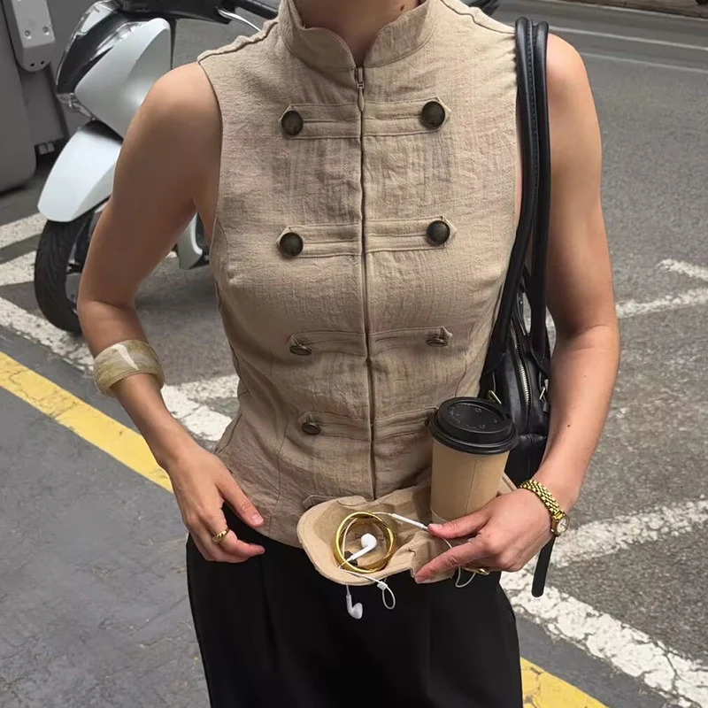 Womens Shirt 2026 Fashion Spring Summer Sleeveless Buttonup Casual Chic Personality Female 260623