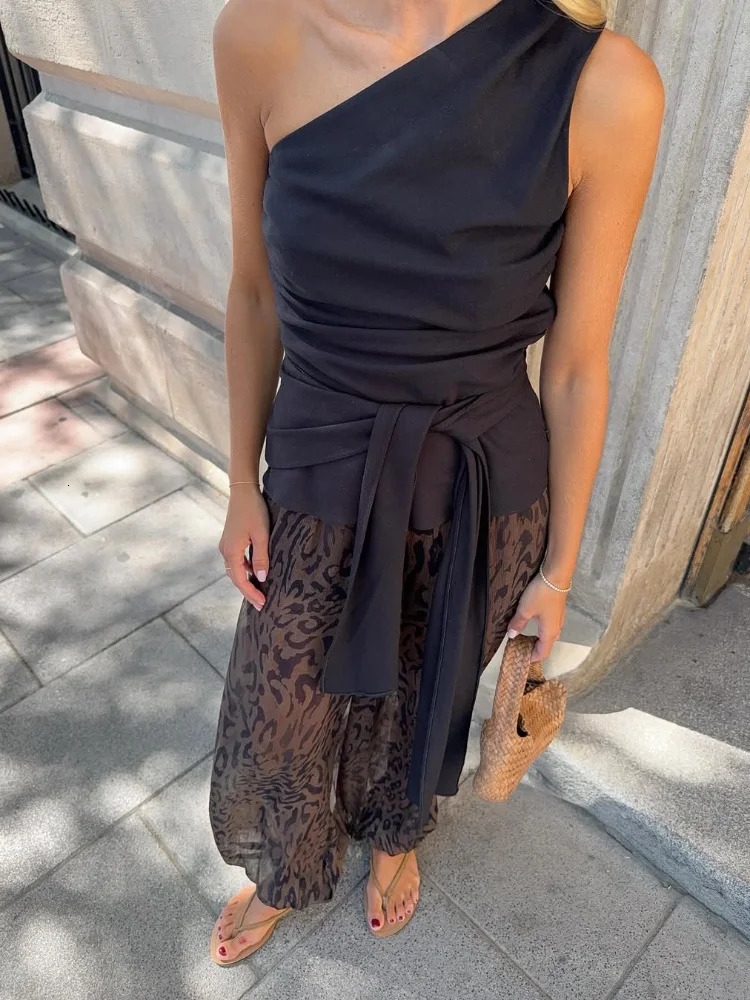 Chic Animal Leopard Printed Lantern Long Pants For Women Y2K Street Loose Wide Leg Long Pants Lady Casual High Waist Trousers 260623