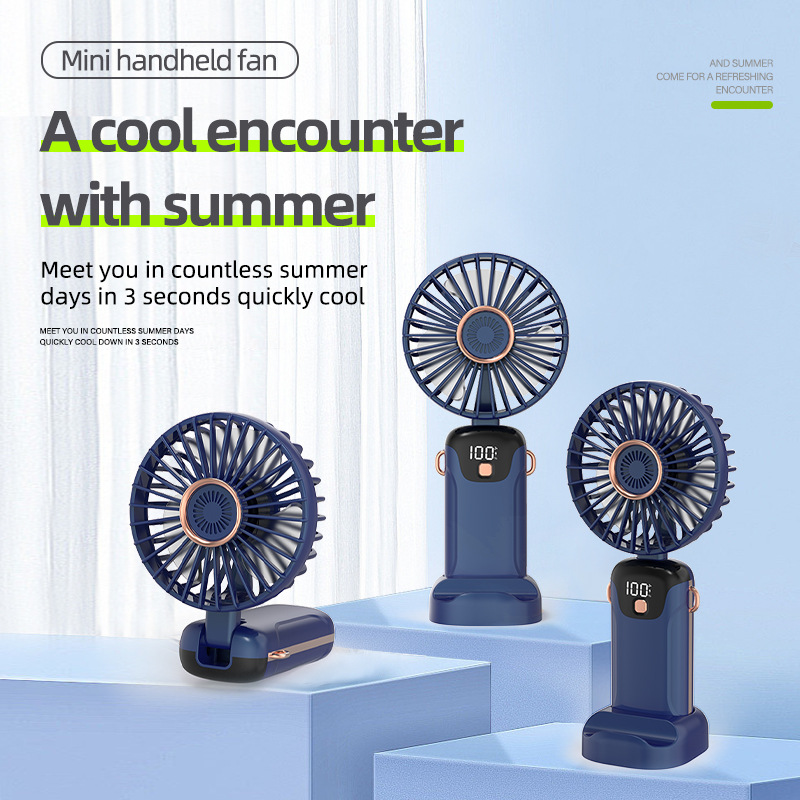 Digital Hand Fan Phone Stand USB Neck Portable Quiet Desk Cooling Fan-image-1111935217
