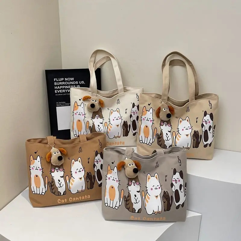 Korean Style Lazy Large Capacity Canvas Shoulder Bag For Women Literary Minimalist Student Tote Fashion Casual 260623