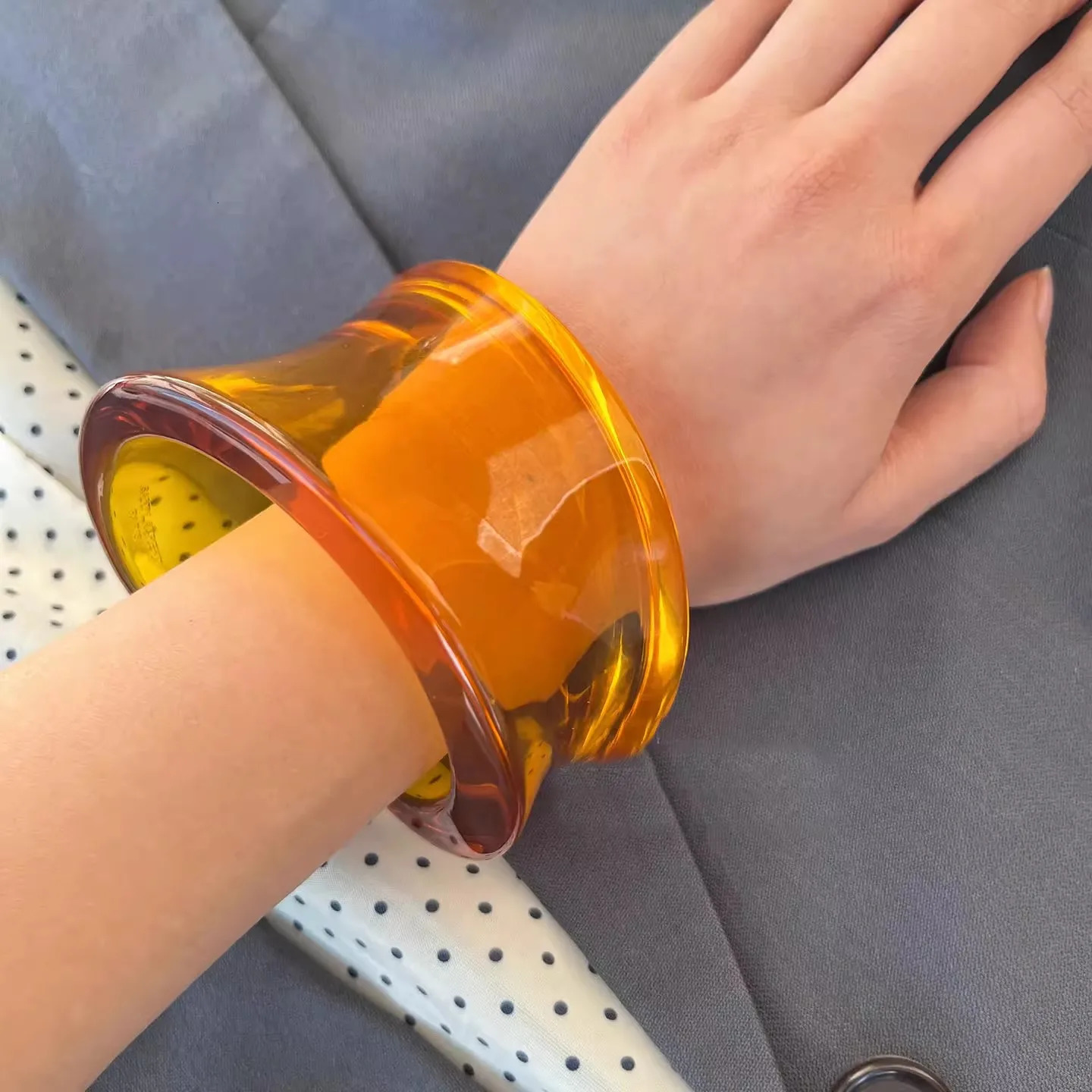 Vintage Irregular Acrylic Resin Open Bangles For Women Trendy Exaggerated Geometric Chunky Charm Bracelets Party Jewelry 260623