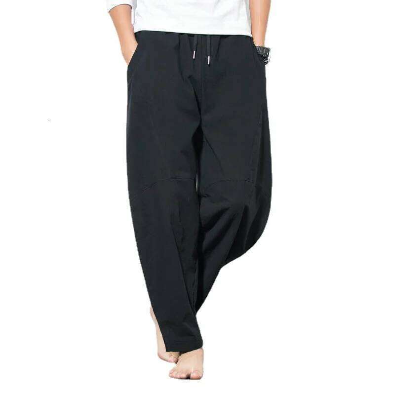 Men's Plus-size Cotton Linen Fat Loose Trousers Chinese Style Harem Pants W260624