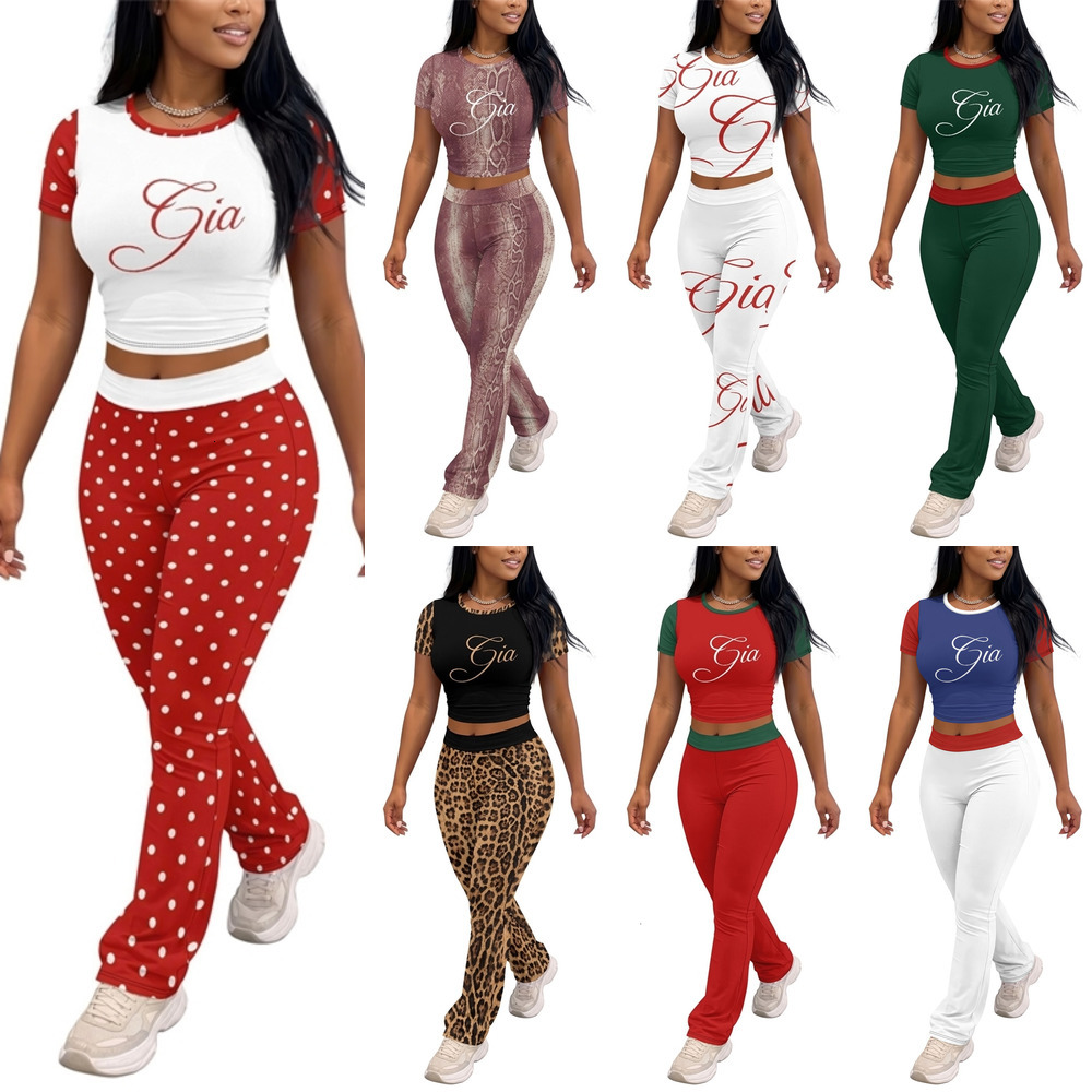 Femmes Designer Vêtements Survêtement Été Deux Pièces Ensemble Nouvelle Lettre De Mode Imprimé Crop Top Pantalon Long Yoga Outfit Casual Sporty S