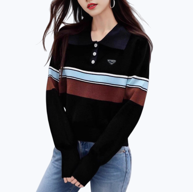 luxury brand designer Womens 2026 Knitted Striped Sweater Pullover Spring Fashion Loose Elegant Warm Young Women Sweater