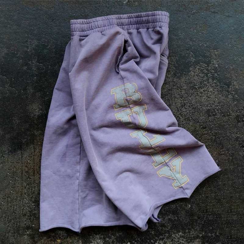 Y2K Pantalones cortos retro imperfectos Pantalones capri con estampado de letras Sunfade Hip Hop americano Ropa de calle informal Pantalones de chán