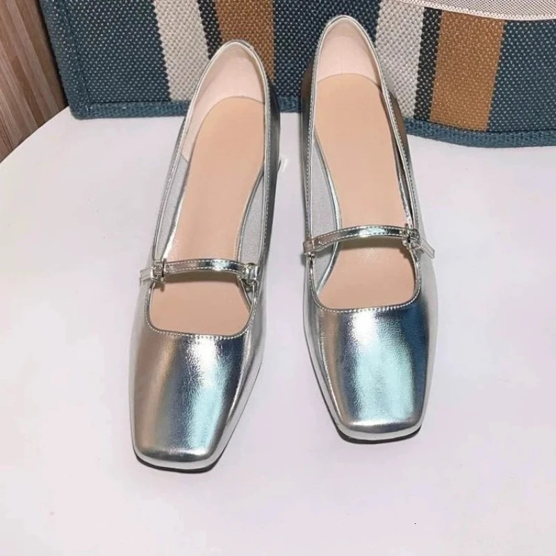 Spring Autumn Flats Women Shoes Fashion Shallow Buckle Ladies Comfort Square Toe Ballerina Shoes 260623