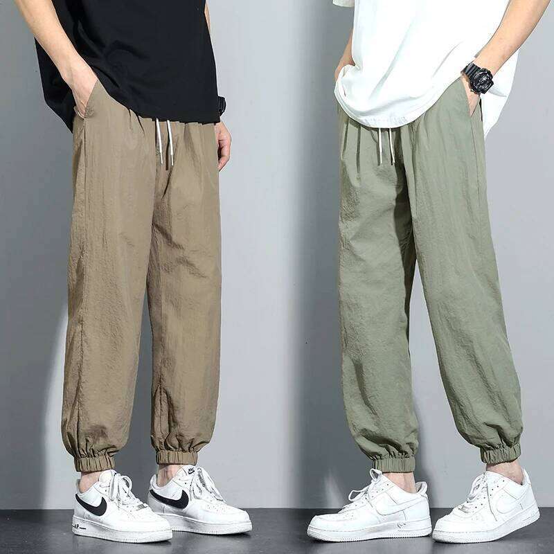 New Summer Ultra-thin Men's Baggy Harem Tapered Casual Pants Quick Dry Ice Silk Trousers Male Plus Size M-5XL City Boy Y2K W260624