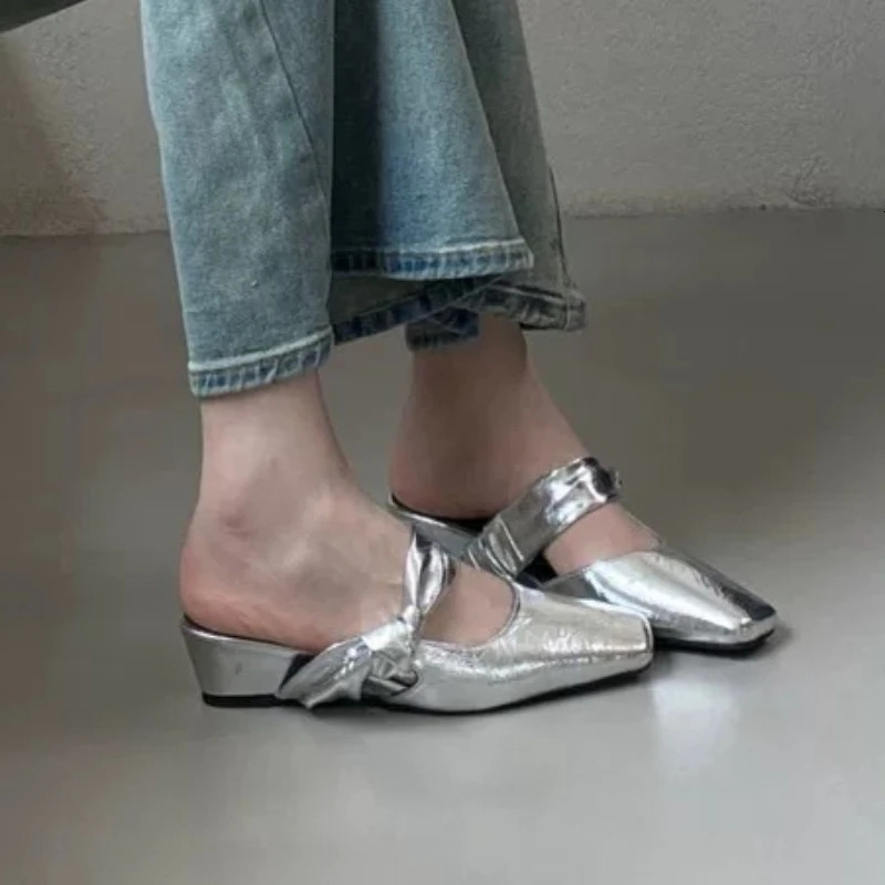 Womens Fashion Slippers Classic Solid Color Mules 2026 Summer Sexy Open Heel Slippers PU Comfortable Office Sandals Selling 260624