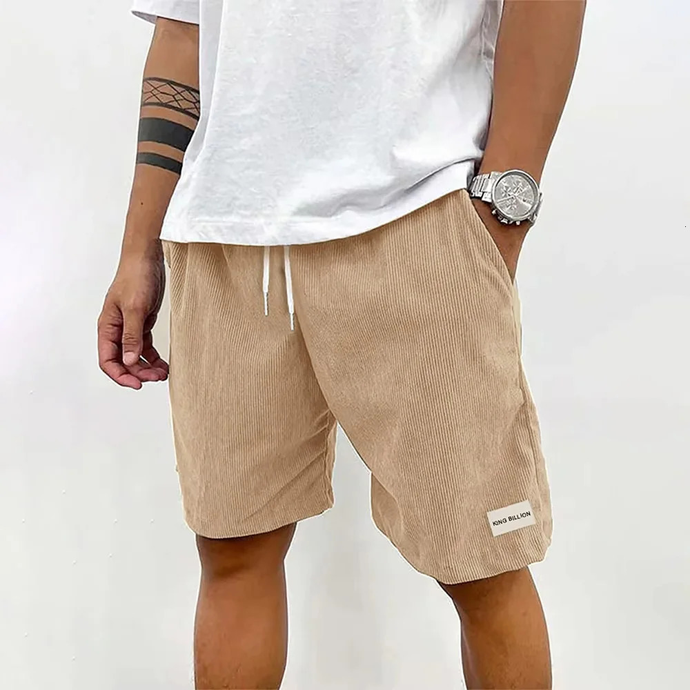 Pantaloni sportivi da uomo in velluto a coste Pantaloncini casual da spiaggia estivi Pantaloncini larghi da uomo Pantaloni corti da basket Tinta uni