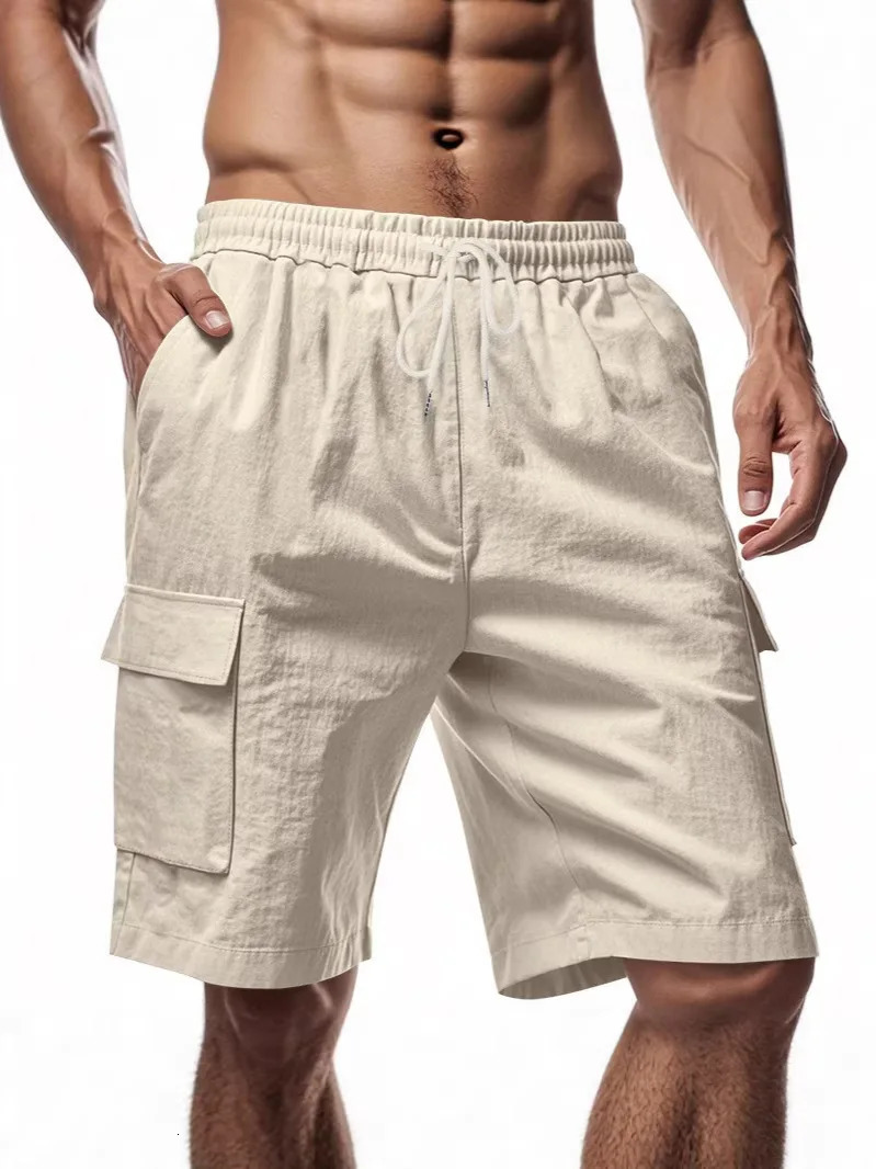 2026 Mens Cotton Linen Shorts Pants Male Summer Breathable Solid Color Linen Trousers Fitness Streetwear S-3XL 260624